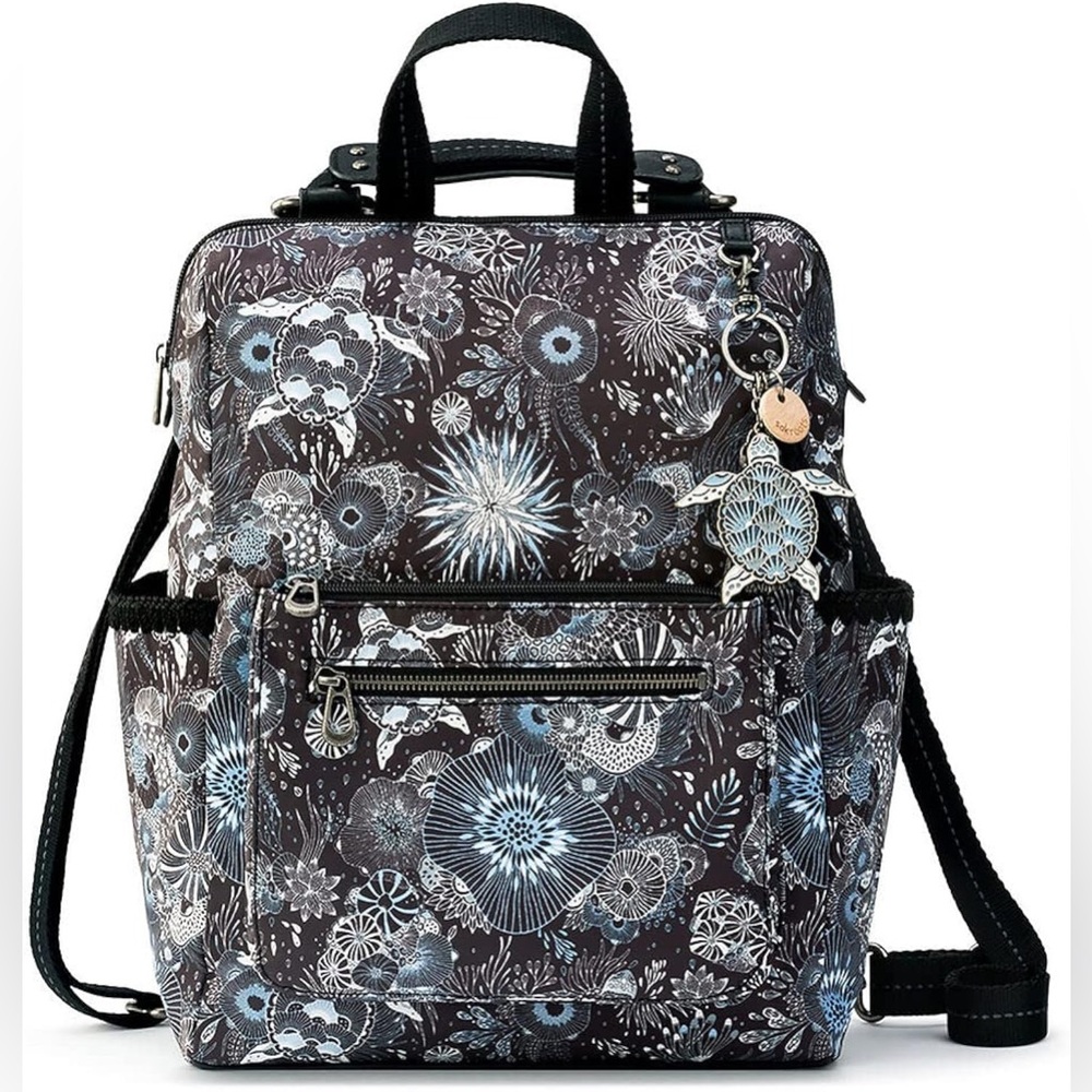 Sakroots Loyola Convertible Backpack Blue and Black Travel Bag Laptop Bag